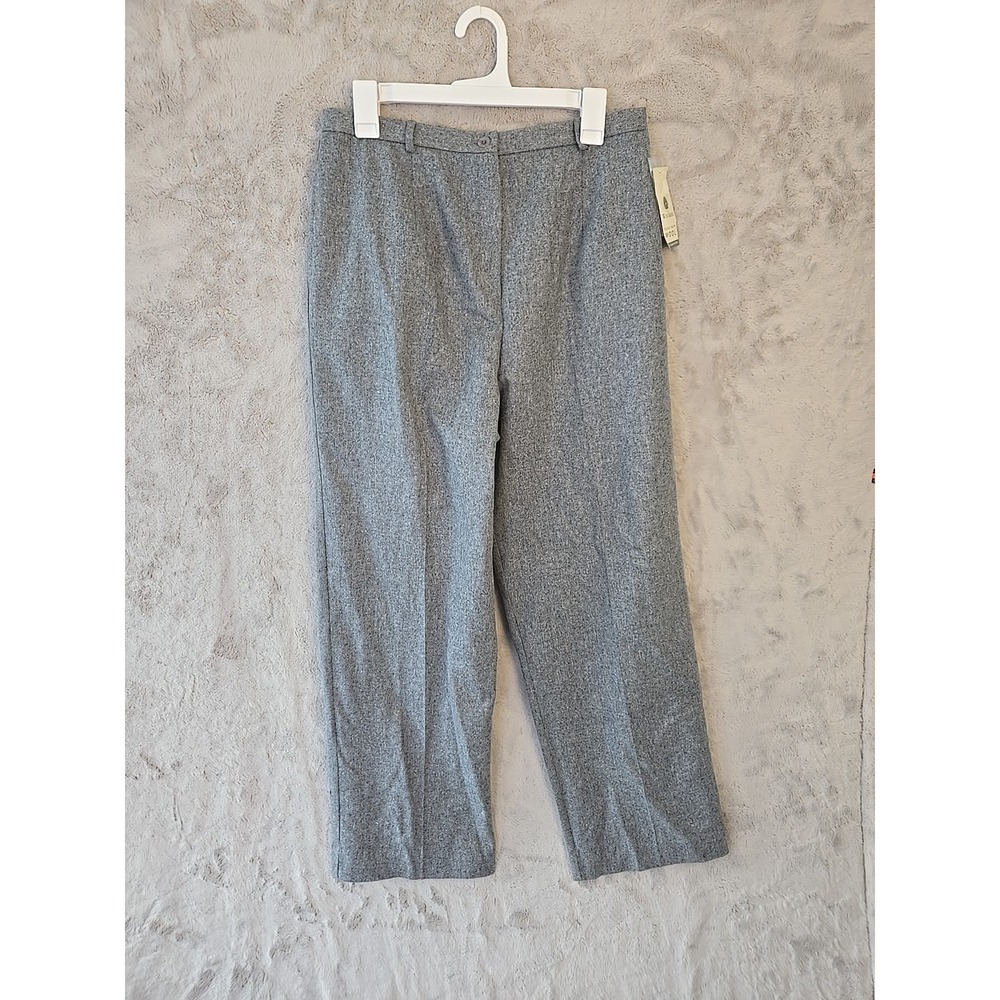 Worthington Grey Pants Curvy Fit Trouser Slacks Stretch Work Women's 14P Wool